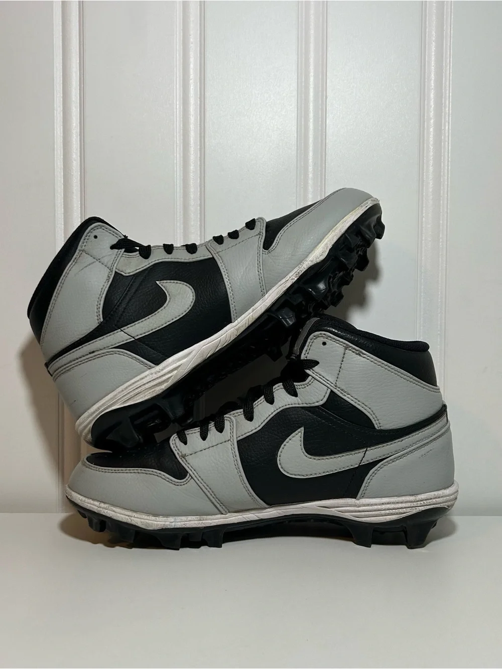 Jordan 1 mid td cleats shadow 2.0 black grey white football